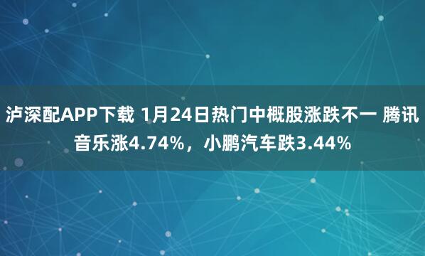 泸深配APP下载 1月24日热门中概股涨跌不一 腾讯音乐涨4.74%，小鹏汽车跌3.44%